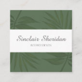 Carte De Visite Carré Feuille de palme verte tropicale moderne (Devant)