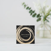 Carte De Visite Carré Feuille d'or Cercles abstraits brushstrokies vie c (Debout devant)