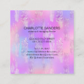 Carte De Visite Carré Feuille d'or holographique iridescente (Dos)