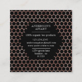 Carte De Visite Carré feuille d'or rose faux peigne (Dos)