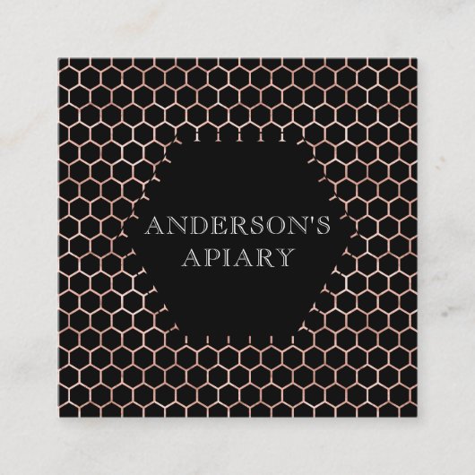 Carte De Visite Carré feuille d'or rose faux peigne (Devant)