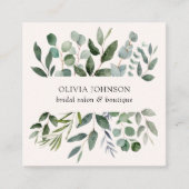 Carte de visite Carré Feuille Sage Green Eucalyptu (Devant)