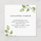 Carte De Visite Carré Feuille tropical | vert et blanc (Dos)