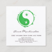 Carte De Visite Carré  Feuille Yin Yang verte et blanche  (Dos)