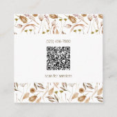 Carte De Visite Carré Feuilles Bohèmes avec Code QR (Dos)