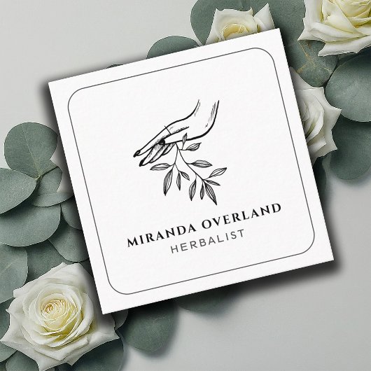 Carte De Visite Carré Feuilles botaniques uniques de naturopath herbalis