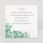 Carte De Visite Carré Feuilles de fleurs tropicales et de monstères (Devant)