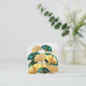 Carte De Visite Carré Feuilles Gold ginkgo (Debout devant)