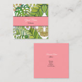 Carte De Visite Carré Feuilles Tropicaux En Aquarelle (Devant / Derrière)