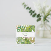 Carte De Visite Carré Feuilles Tropicaux En Aquarelle (Debout devant)