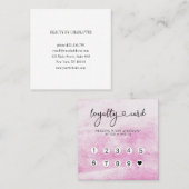 Carte De Visite Carré Fidélité 10 clous Lashes Aquarelle (Devant / Derrière)