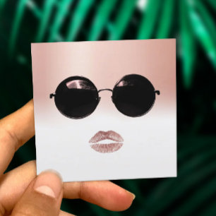 Carte De Visite Carré Fille en lunettes de soleil Maquillage de cheveux