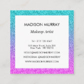 Carte De Visite Carré Fille Glam rose bleu violet Parties scintillant Om (Dos)