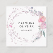 Carte De Visite Carré Fille rose floral Élégant (Devant)