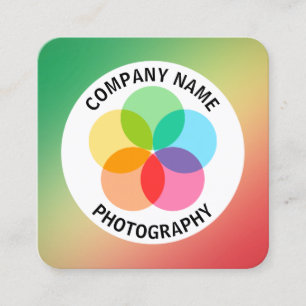 Carte De Visite Carré Filtre Fleur - Grn, Jaune, Rouge