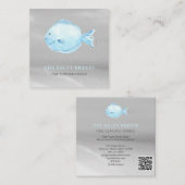 Carte De Visite Carré *~* Fish Beach Sand Sea Dining Tropical  (Devant / Derrière)