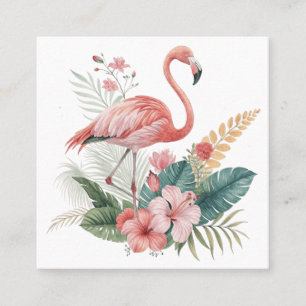 Carte De Visite Carré Flamant aux fleurs