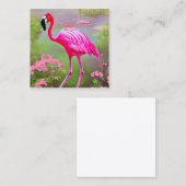 Carte De Visite Carré Flamant rose aquarelle (Devant / Derrière)
