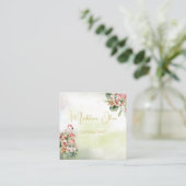 Carte De Visite Carré Flamant rose Botanique tropicale Moderne Floriste (Debout devant)