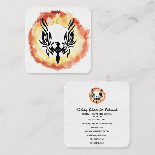 Carte De Visite Carré *~* Flammes rouges orange Flammes noires Phoenix A (Devant / Derrière)