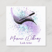 Carte De Visite Carré flash violet moderne artiste qr code chic (Devant)