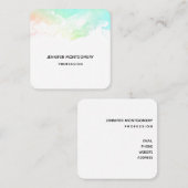 Carte De Visite Carré Flèches Abstraites vert et bleu (Devant / Derrière)