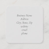 Carte De Visite Carré Fleur d'anémone blanc Gris noir Botanique (Dos)