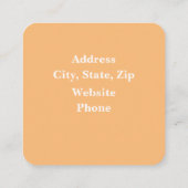 Carte De Visite Carré Fleur d'aquarelle orange Zinnia (Dos)