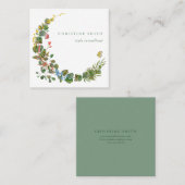 Carte De Visite Carré Fleur d'aquarelle sauvage Wreath (Devant / Derrière)