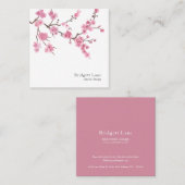 Carte De Visite Carré Fleur de cerisier | Rose (Devant / Derrière)