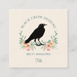 Carte De Visite Carré Fleur de Corbeau Noir
