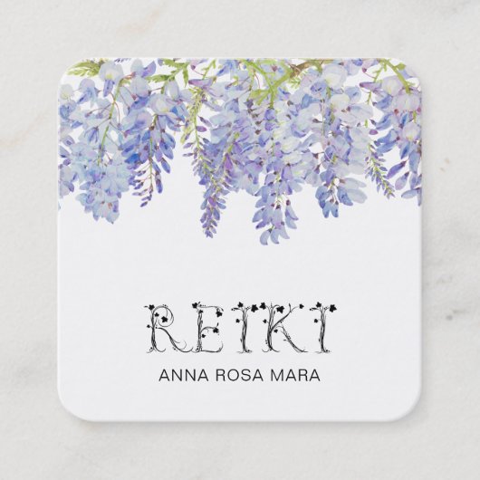 Carte De Visite Carré *~* Fleur de glycine florale de lierre Aquarelle   (Devant)