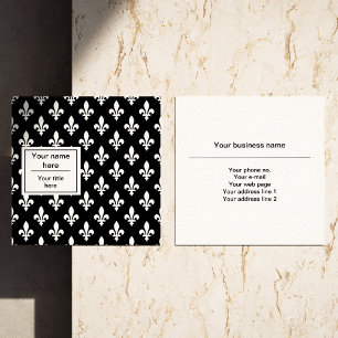 Carte De Visite Carré Fleur de Lis Motif, française, royale, blanche