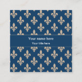 Carte De Visite Carré Fleur de Lis Motif, française, royale, crème, bleu (Dos)