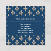 Carte De Visite Carré Fleur de Lis Motif, française, royale, crème, bleu (Devant)