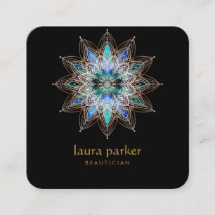 Carte De Visite Carré Fleur de Lotus Bleue Thérapie de Guérison Yoga Hol