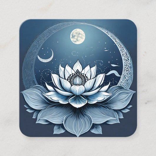 Carte De Visite Carré Fleur de Lotus et lune (Devant)