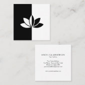 Carte De Visite Carré Fleur de lotus noir et blanc (Devant / Derrière)