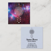 Carte De Visite Carré Fleur de nébuleuse de *~* de l'astrologie de Reiki (Devant / Derrière)