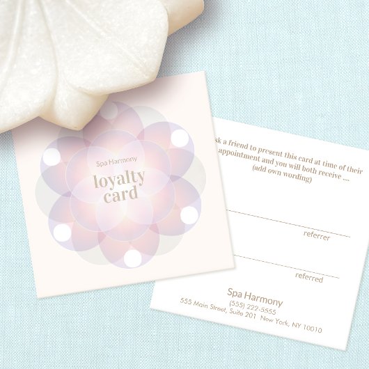 Carte De Visite Carré Fleur de vie Mandala Fidélité client 6 Punch