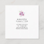 Carte De Visite Carré Fleur et feuille d'aquarelle moderne classique (Dos)