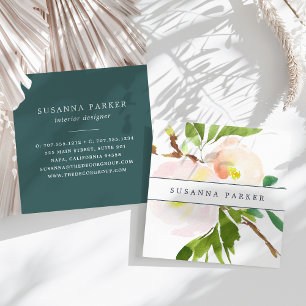 Carte De Visite Carré Fleur floue   Floral d'aquarelle moderne