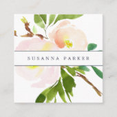 Carte De Visite Carré Fleur floue | Floral d'aquarelle moderne (Devant)