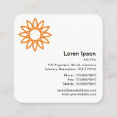 Carte De Visite Carré Fleur géométrique 01 - Blanc (Dos)