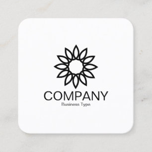 Carte De Visite Carré Fleur géométrique 01 - Carré noir sur fond blanc