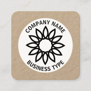 Carte De Visite Carré Fleur géométrique 01 - kraft