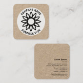 Carte De Visite Carré Fleur géométrique 01 - kraft (Devant / Derrière)