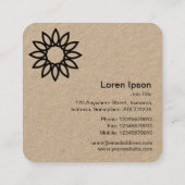 Carte De Visite Carré Fleur géométrique 01 - Kraft (Dos)
