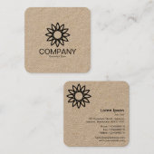Carte De Visite Carré Fleur géométrique 01 - Kraft (Devant / Derrière)