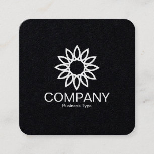 Carte De Visite Carré Fleur géométrique 01 - Noir